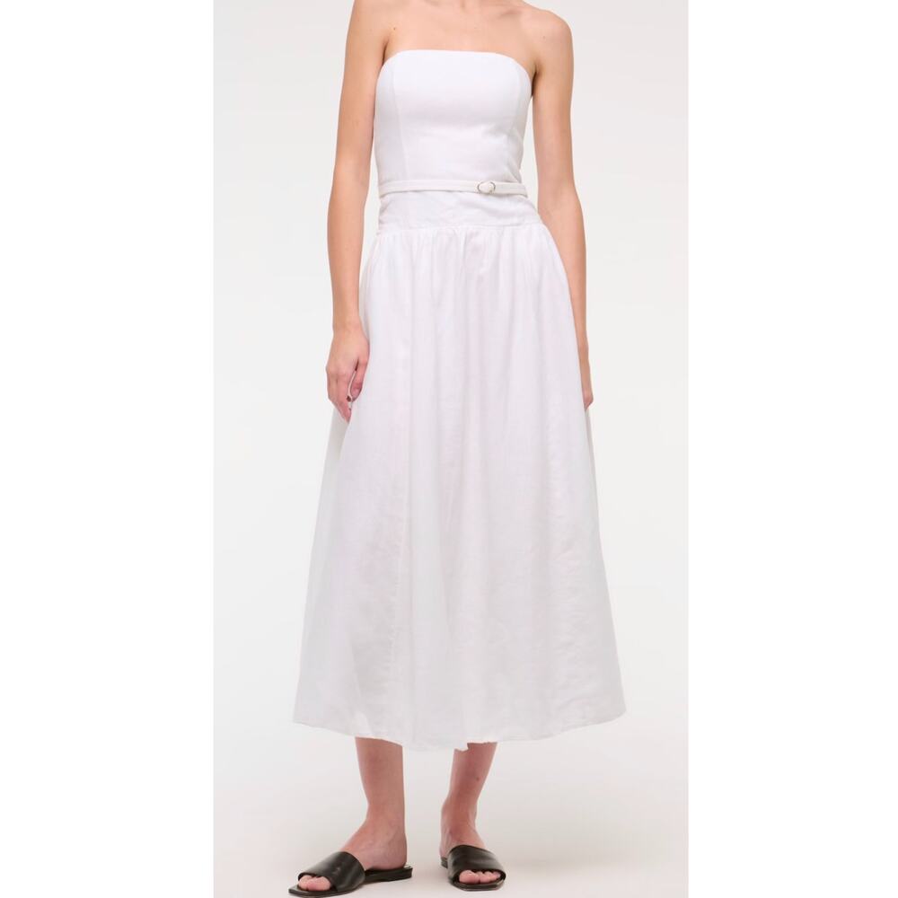 Abercrombie & Fitch Premium Linen Drop-Waist Belted Midi Dress A & F